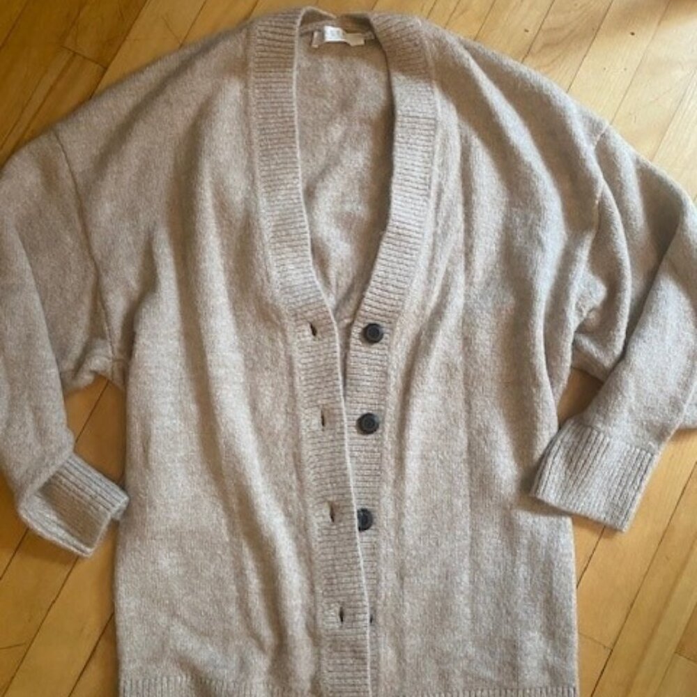 Astr Beige Button-Up Cardigan